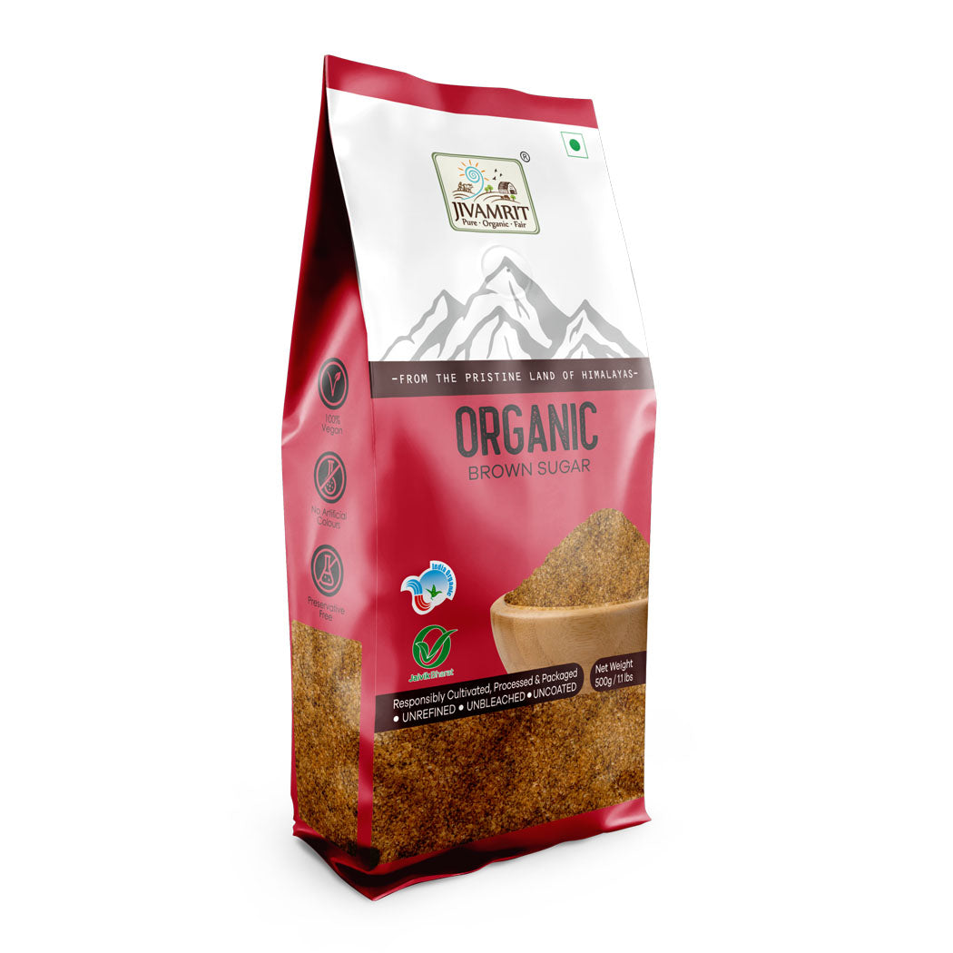 Organic Brown Sugar 500 Gram - Organically Processed & Refined Cane Sugar