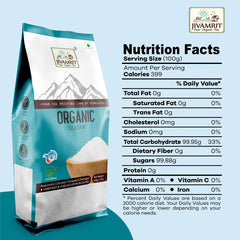 Organic White Crystal Sugar 500 Gram - 100% Vegan, Preservative Free, No artificial color and No Additives