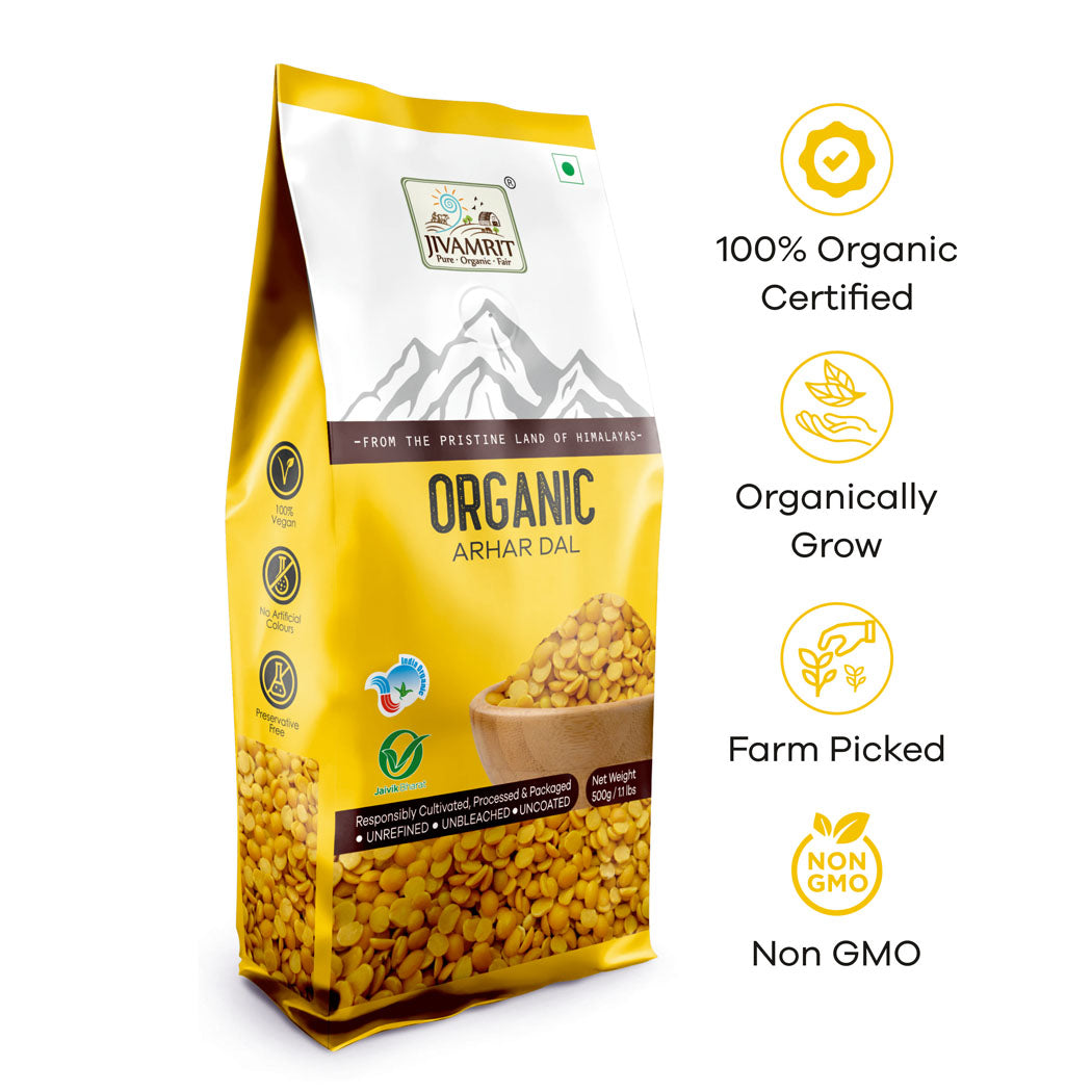 Organic Arhar Dal 500g - 100% Vegan, Unpolished, Gluten Free and No Pesticides