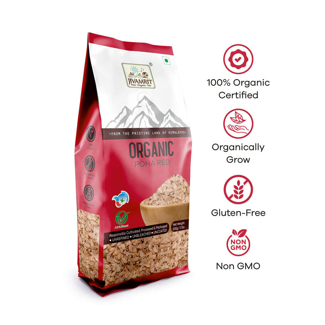 Organic Poha Red 500g - Organic Healthy Poha