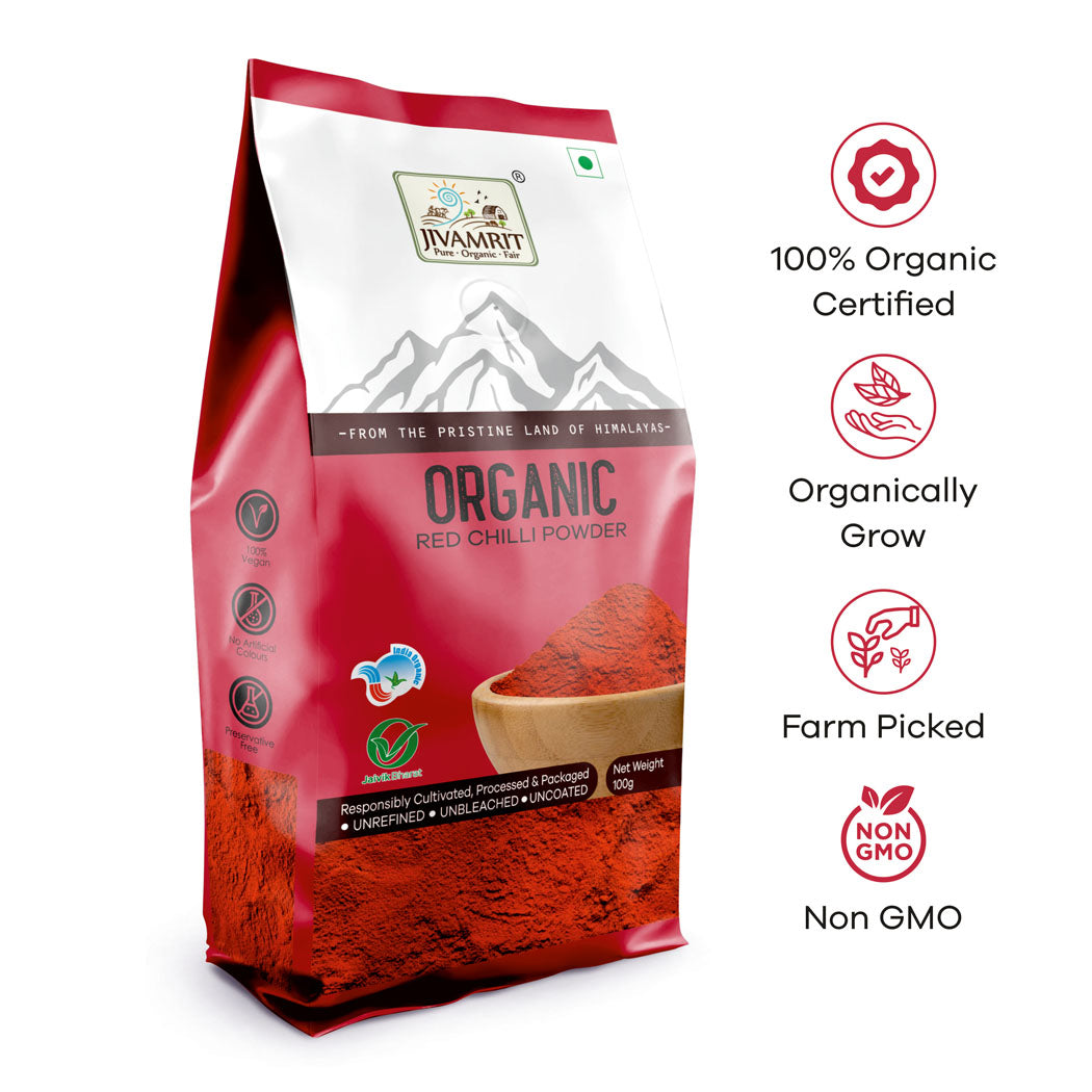 Organic Red Chilli Powder 100g - Organic Healthy Spices