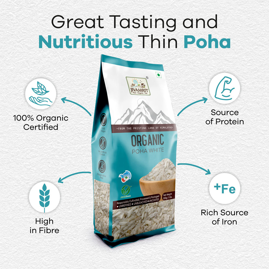 Organic White Poha 500g - Organic Healthy Poha